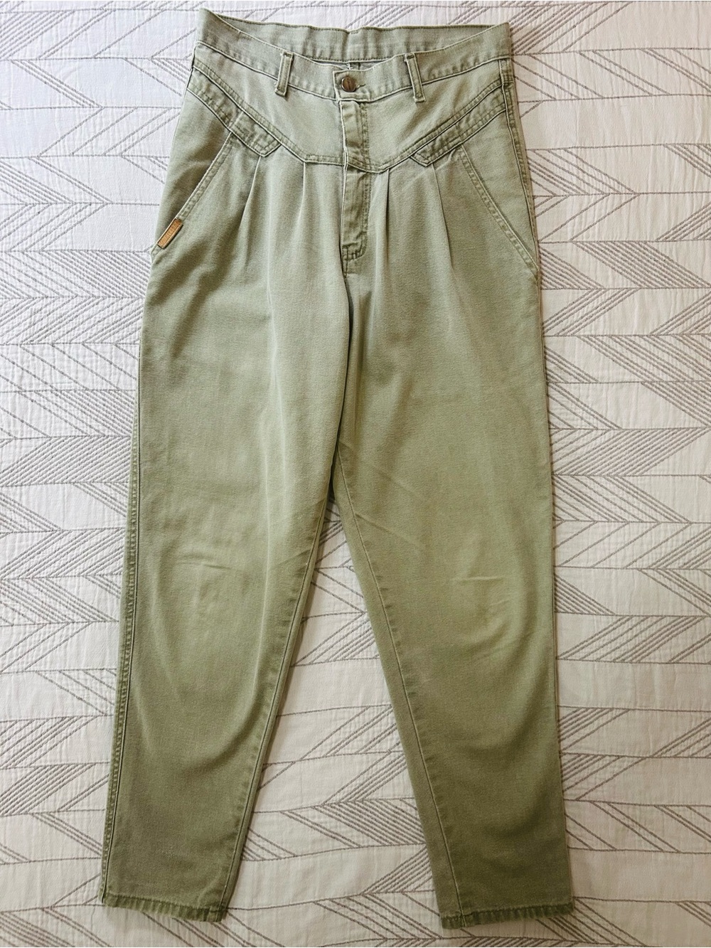 Vintage 80s Mom Jeans PS Gitano High Waisted Sage Green Pleated Yoke 10 S